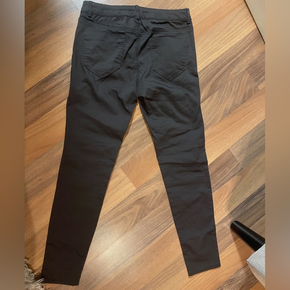 Zara pants dark taupe/grey-brown with zippers and stitching design on thighs. - Picture 3 of 3
